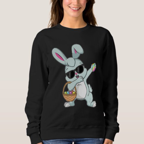 Dabbing Rabbit Easter Day Eggs Bunny Dabbing Boys  Sweatshirt