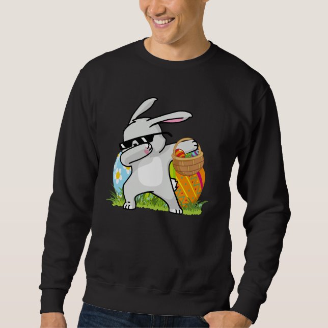 Dabbing Rabbit Easter Day Eggs Bunny Dabbing Boys  Sweatshirt (Front)