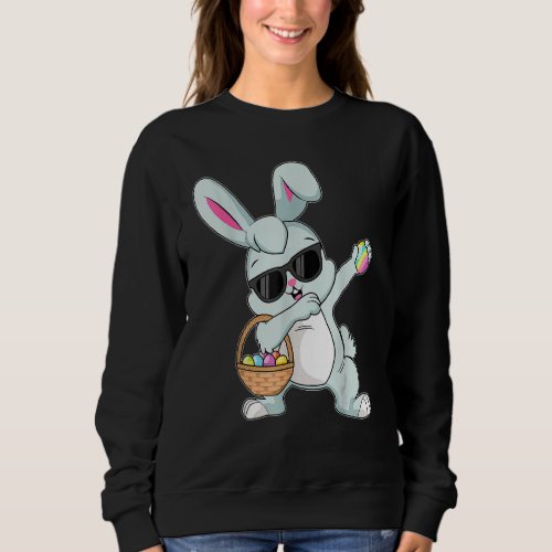 Dabbing Rabbit Easter Day Eggs Bunny Dabbing Boys  Sweatshirt