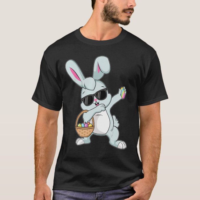 Dabbing Rabbit Easter Day Eggs Bunny Dabbing Boys  T-Shirt (Front)