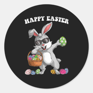 Dabbing Rabbit Easter Day Eggs Dab Boys Girls Kid Classic Round Sticker