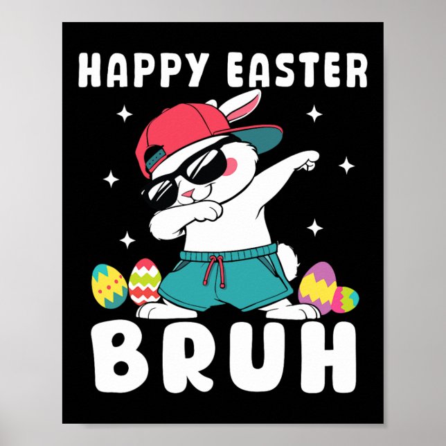 Dabbing Rabbit Easter Day Eggs Dab Boys Girls Kid  Poster (Front)