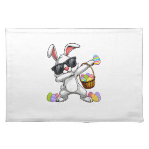Dabbing Rabbit Easter Day Eggs Dab Boys Girls Kids Cloth Placemat
