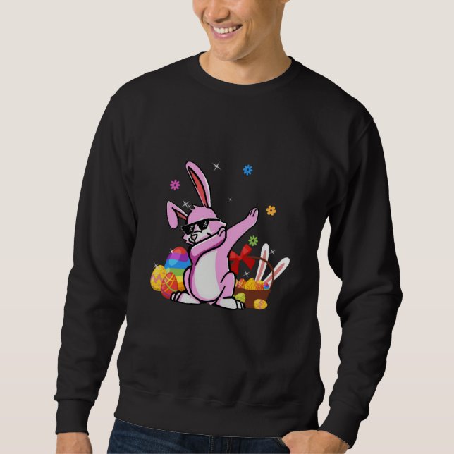 Dabbing Rabbit Easter Day Eggs Dab Boys Girls Kids Sweatshirt (Front)