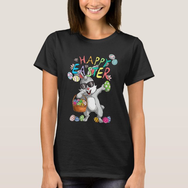 Dabbing Rabbit Easter Day Eggs Dab Bunny Happy Eas T-Shirt (Front)