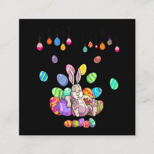 Dabbing Rabbit Easter Day Eggs Square Business Card