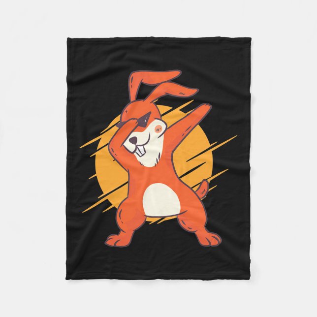 Dabbing Rabbit Fleece Blanket (Front)