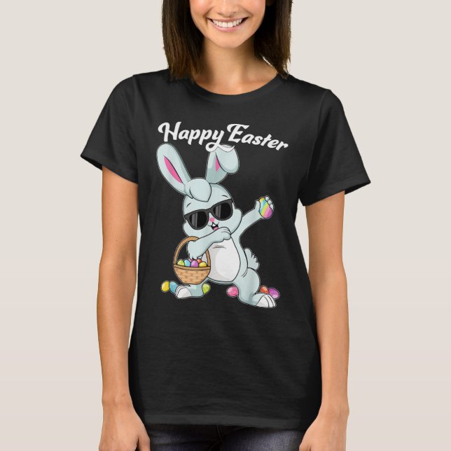 Dabbing Rabbit Happy Easter Day Eggs Dab Boys Girl T-Shirt (Front)
