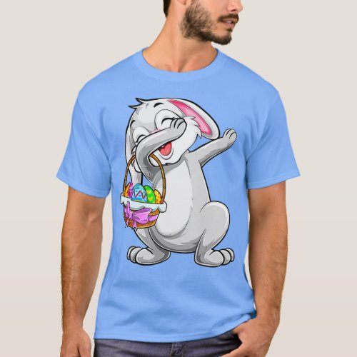 Dabbing Rabit Easter Day Cute Bunny With Eggs East T_Shirt