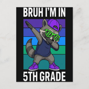 Dabbing raccoon 5th grade shirt funny back to scho holiday postcard