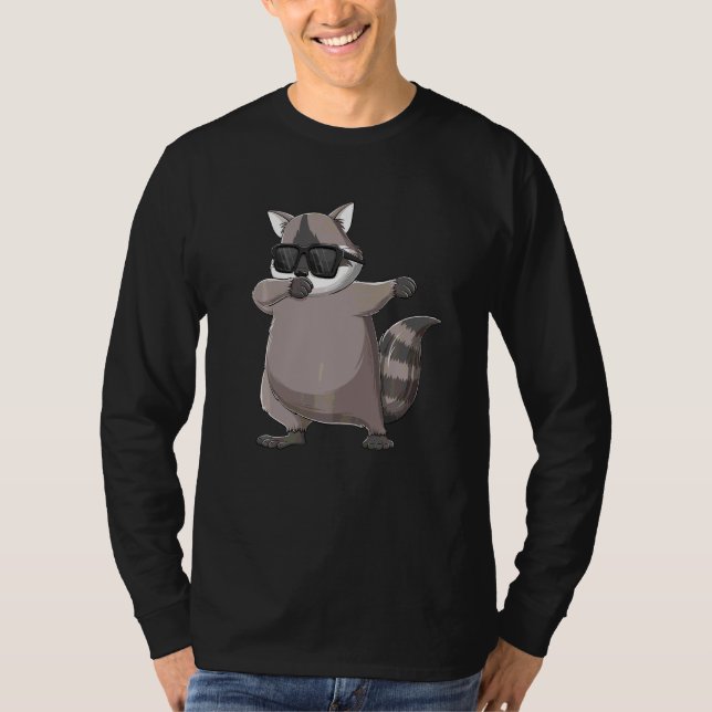 Dabbing Raccoon Wearing Sunglasses Dab Dance Girls T-Shirt (Front)