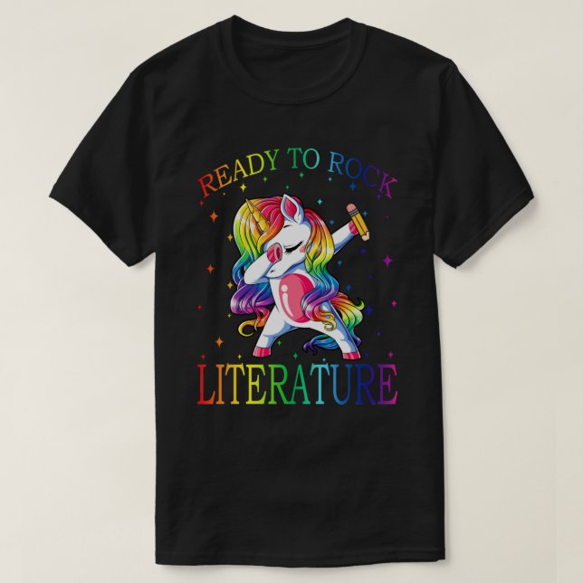 Dabbing Ready To Rock LITERATURE Unicorn 1st Day O T-Shirt (Design Front)