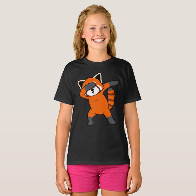 Dabbing Red Panda Cute Pet Animal Pandas Lover Gra T-Shirt (Front Full)