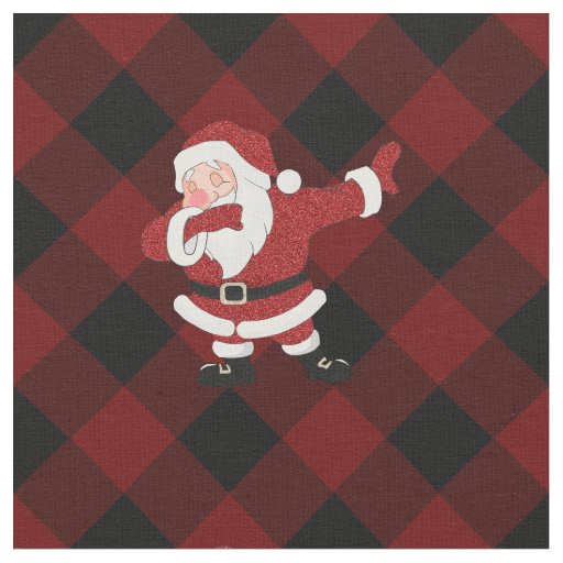 Dabbing Red Plaid Santa Claus | Fun Rustic Buffalo Fabric