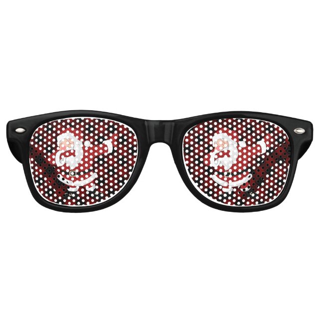 Dabbing Red Plaid Santa Claus | Fun Rustic Buffalo Retro Sunglasses (Front)