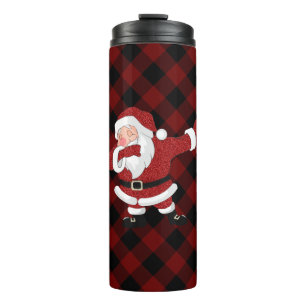 Dabbing Red Plaid Santa Claus Fun Rustic Buffalo Thermal Tumbler