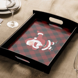 Dabbing Red Plaid Santa Claus Fun Rustic Buffalo Tissue Paper