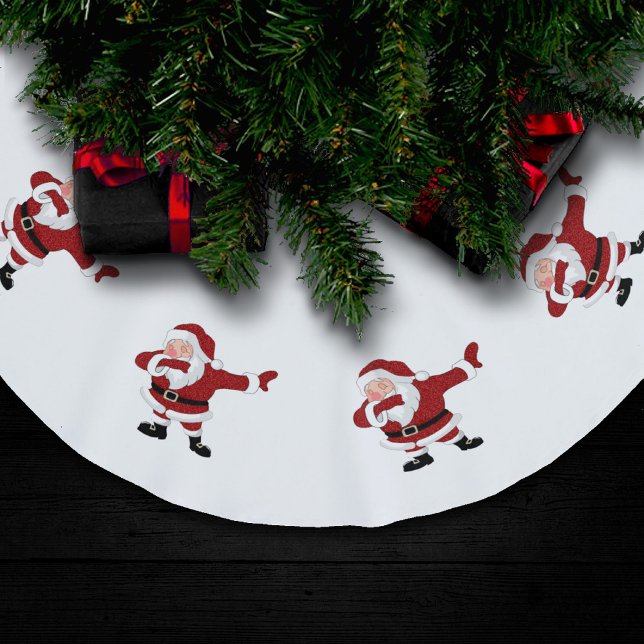 Dabbing Red Santa Claus | Fun Holiday XMAS Humor Brushed Polyester Tree Skirt (Creator Uploaded)