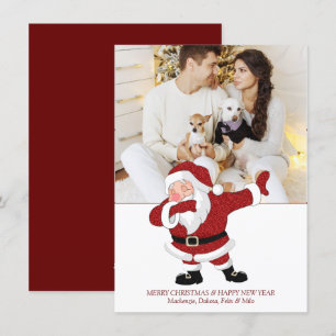 Dabbing Red Santa Claus Fun Holiday XMAS Humor Card