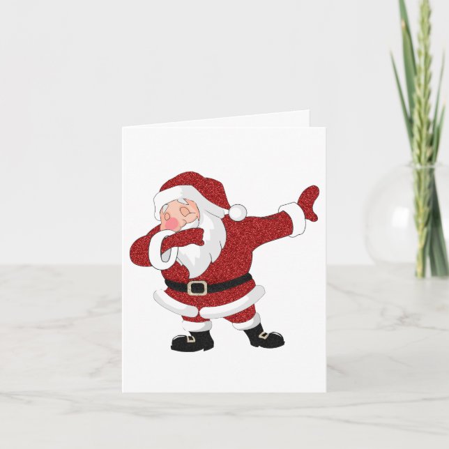 Dabbing Red Santa Claus | Fun Holiday XMAS Humor Card (Front)