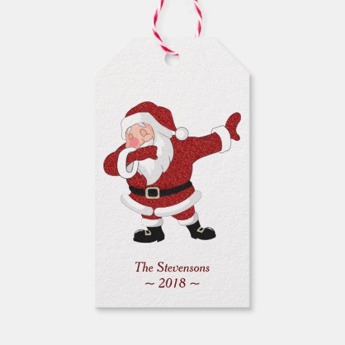 Dabbing Red Santa Claus  Fun Holiday XMAS Humor Gift Tags
