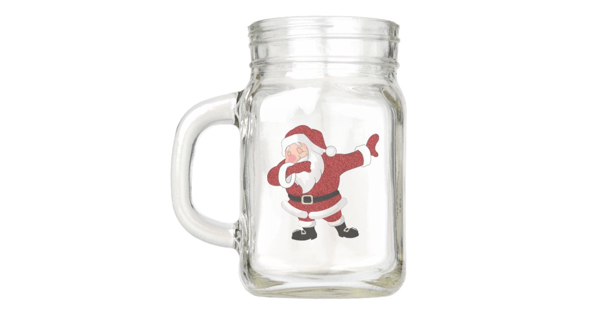 Dabbing Red Santa Claus Fun Holiday Xmas Humor Mason Jar