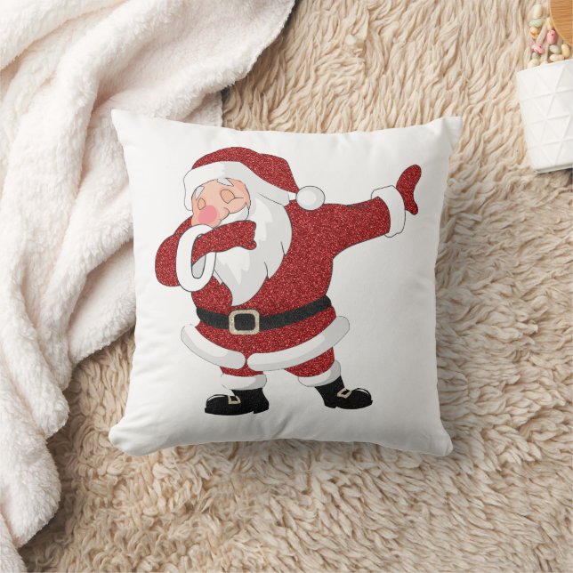 Dabbing Red Santa Claus | Fun Holiday XMAS Humor Throw Pillow (Blanket)