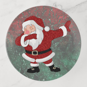 Dabbing Red Santa Claus Fun Holiday XMAS Humor Trinket Tray