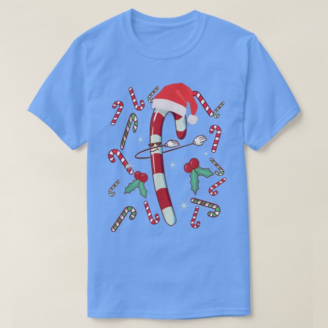 Dabbing Red White Candy Canes Merry Christmas 2021 T-Shirt (Design Front)