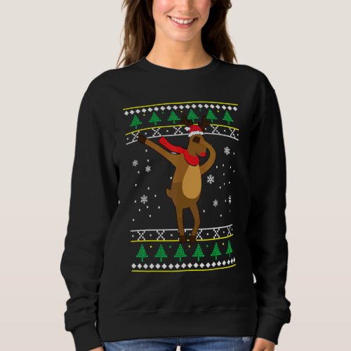 Dabbing Reindeer  UGLY Christmas Pajama Santa Hat Sweatshirt