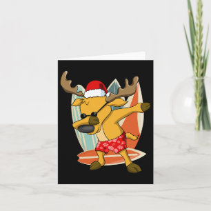 Dabbing Reindeer Xmas In Summer Party Boy Christma Card