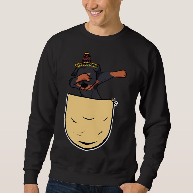 Dabbing Rottweile Cinco De Mayo Pocket Sweatshirt (Front)