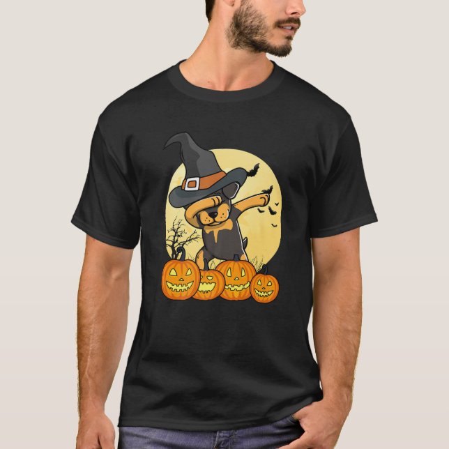 Dabbing Rottweiler Dab Dance Funny Dog Halloween G T-Shirt (Front)
