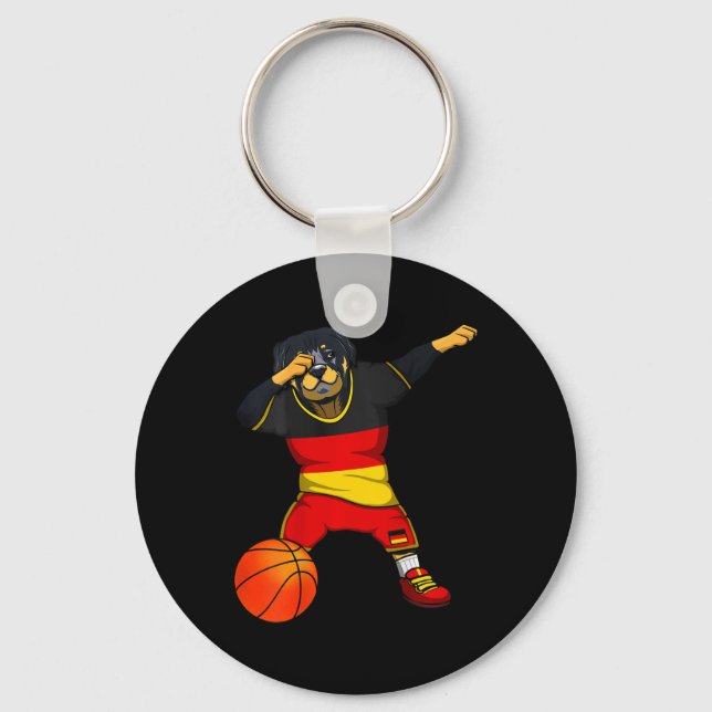 Dabbing Rottweiler Germany Jersey German Sketll Lo Keychain (Front)