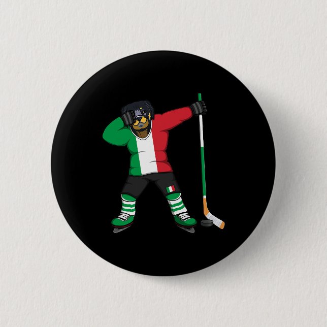 Dabbing Rottweiler Italy Ice Hockey Fans Jersey Wi Button (Front)