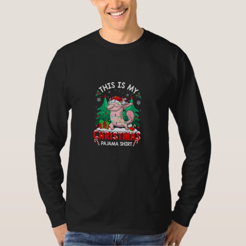 Dabbing Santa Axolotl Lights Fun This Is My Christ T_Shirt