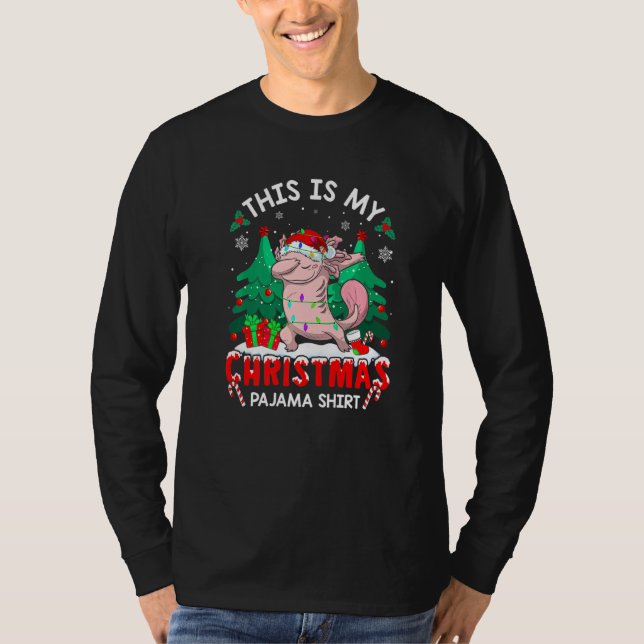 Dabbing Santa Axolotl Lights Fun This Is My Christ T-Shirt (Front)
