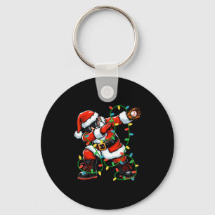 Dabbing Santa Baseball Christmas Lights Xmas Baseb Keychain