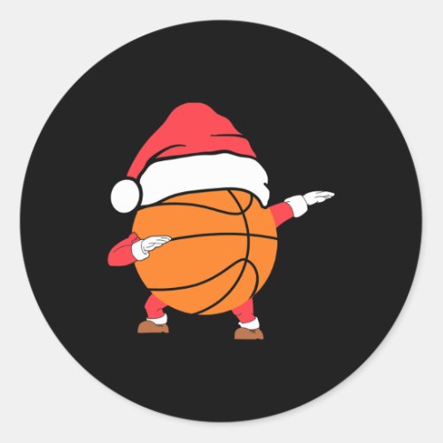 Dabbing Santa Basketball _ Cute Christmas Boys Kid Classic Round Sticker