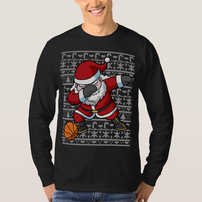 Dabbing Santa Basketball Ugly Christmas Sweater (Front)