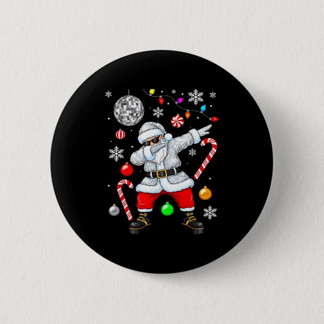 Dabbing Santa Christmas Disco Retro 70s 80s Vibes  Button (Front)