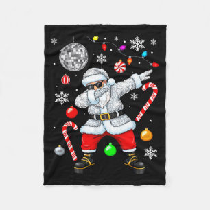 Dabbing Santa Christmas Disco Retro 70s 80s Vibes Fleece Blanket