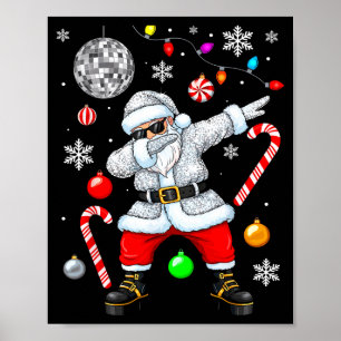 Dabbing Santa Christmas Disco Retro 70s 80s Vibes  Poster