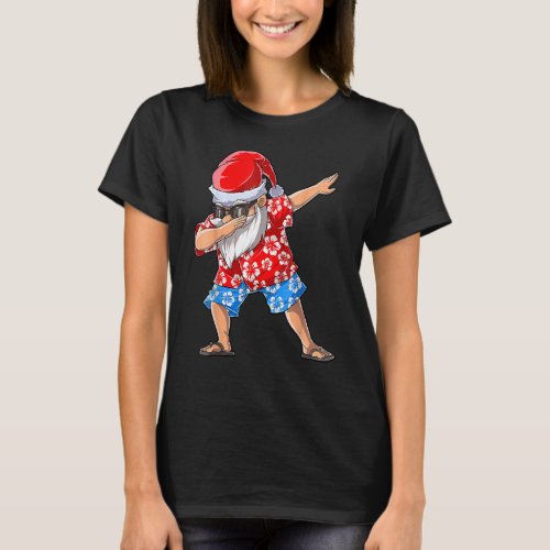 Dabbing Santa Christmas In July Kids Hawaiian Xmas T_Shirt