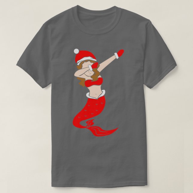 Dabbing Santa Christmas Mermaid T-Shirt (Design Front)