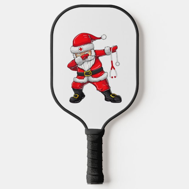 Dabbing Santa Christmas Scrub   Pickleball Paddle (Front)