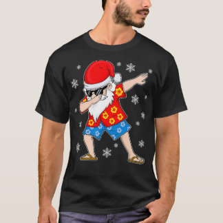 Dabbing Santa Christmas Summer Tropical Hawaiian X T-Shirt