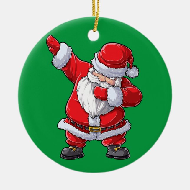 Dabbing Santa Claus Christmas Boys Men Funny Xmas Ceramic Ornament (Front)