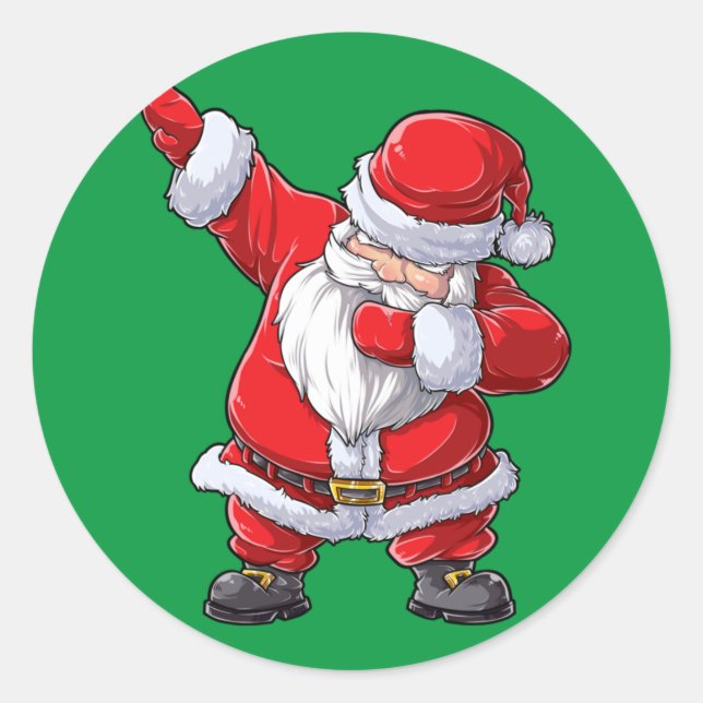 Dabbing Santa Claus Christmas Boys Men Funny Xmas Classic Round Sticker (Front)