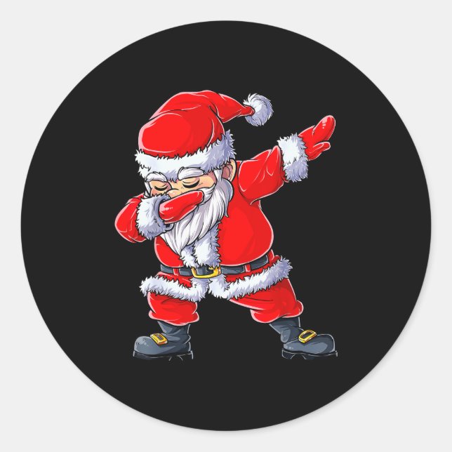 Dabbing Santa Claus Christmas Boys Men Funny Xmas  Classic Round Sticker (Front)